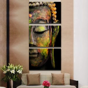 Tableau demi tête de bouddha multicolore Tableau Bouddha Tableau Zen taille: S|M|L|XL