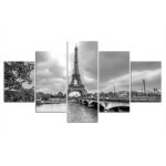 Tableau Tour Eiffel et pont en noir et blanc Tableau Paris Tableau Ville
