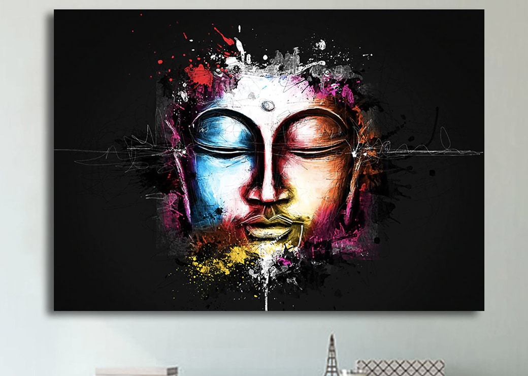 Tableau visage de Bouddha moderne