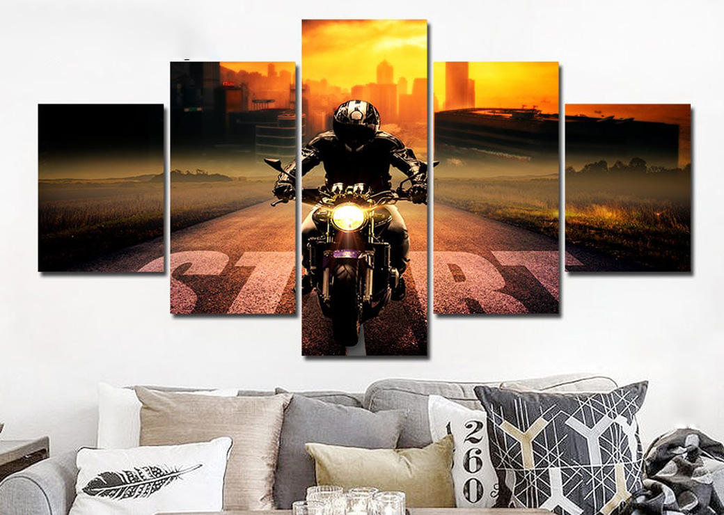 Tableau motard sur la route Tableau Moto Tableaux originaux