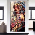 Tableau peinture guerrière Amérindienne