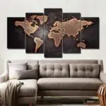 Tableau carte du monde noir et rouge