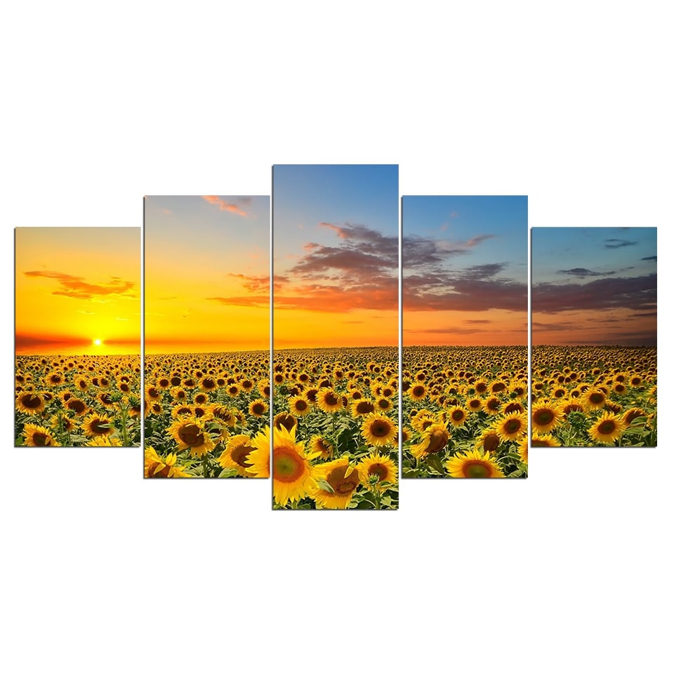Tableau couché de soleil avec tournesols Tableau Fleur Tableau Nature