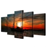 Tableau voilier et coucher de soleil