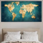 Tableau Carte du monde Vintage bleue