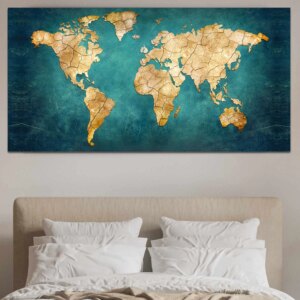 Tableau Carte du monde Vintage bleue