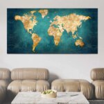 Tableau Carte du monde Vintage bleue