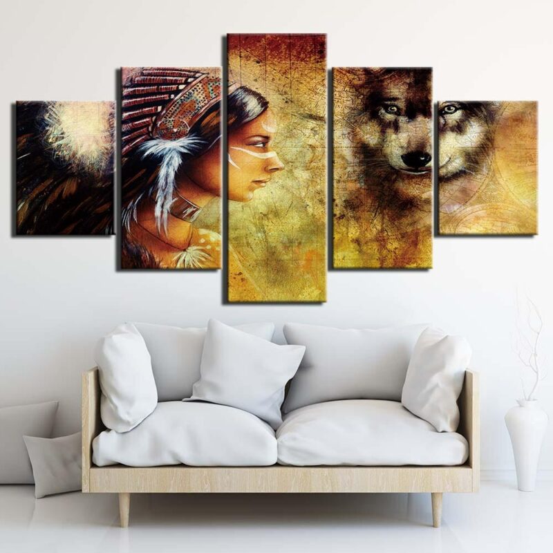 Tableau Amérindienne esprit loup