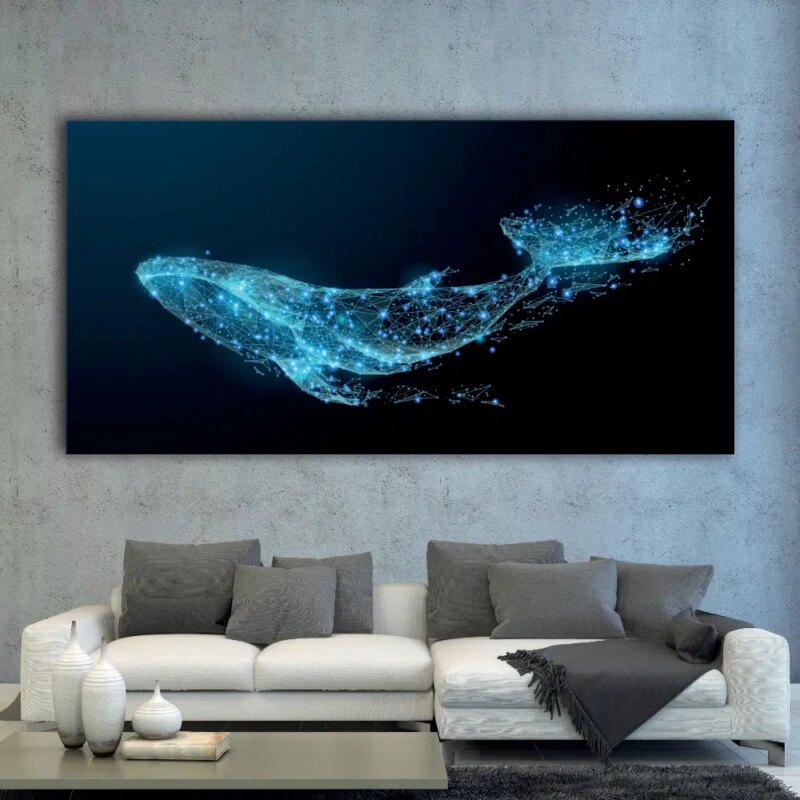 Tableau Baleine cybernétique Tableau Abstrait Tableau Animaux Tableau Baleine