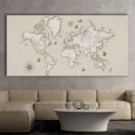Tableau Carte de découverte du vieux monde Tableau Carte du Monde Tableau Monde