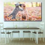 Tableau Chat et chien dans les bois