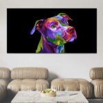 Tableau Chien pop fond noir Tableau Animaux Tableau Chien