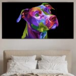 Tableau Chien pop fond noir Tableau Animaux Tableau Chien