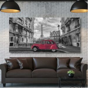 Tableau Coccinelle rouge et la tour Eiffel Tableau Vintage Tableau Paris Tableau Ville taille: XXS