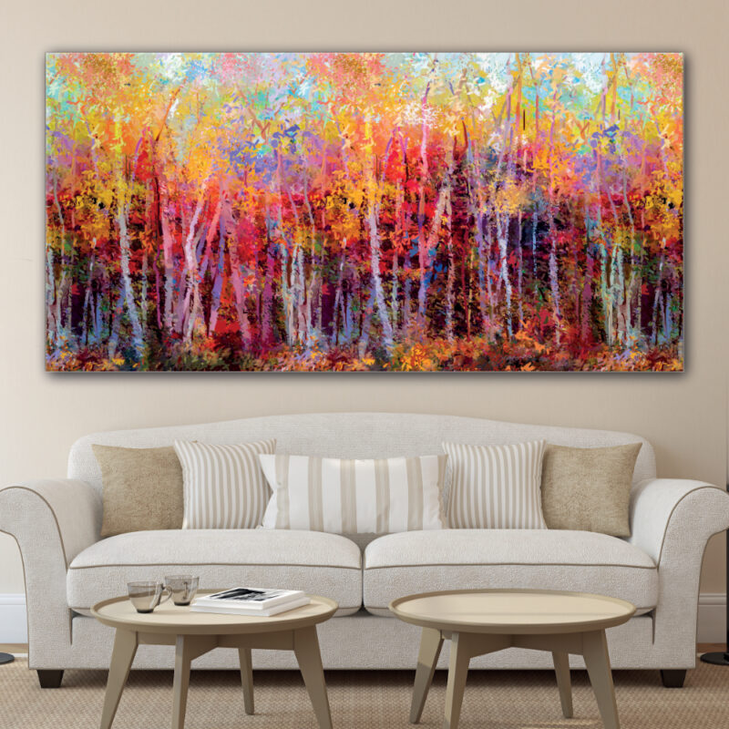 Tableau Forêt d’automne abstraite Tableau Abstrait Tableau Nature Tableau Paysage