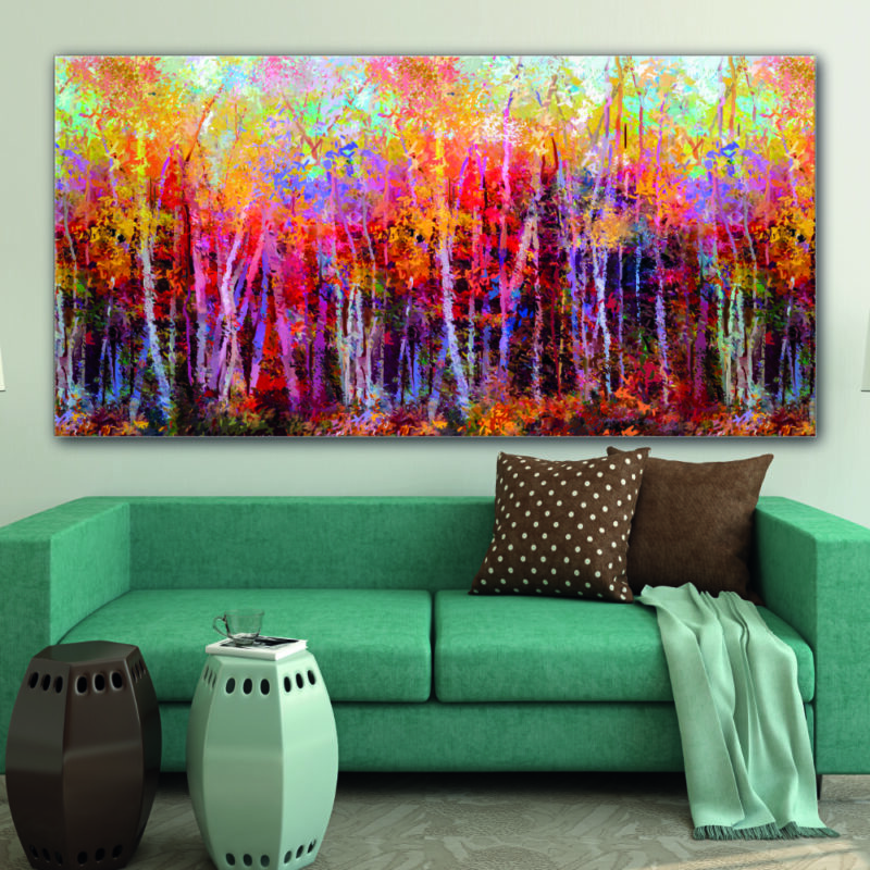 Tableau Forêt d&rsquo;automne abstraite Tableau Abstrait Tableau Nature Tableau Paysage format: Horizontal