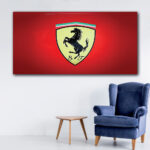 Tableau Logo Ferrari sur fond rouge