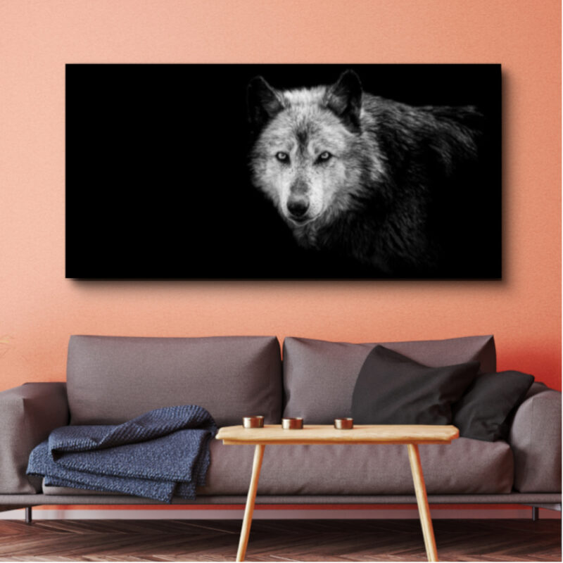 Tableau Loup noir et blanc Tableau Loup Tableau Animaux
