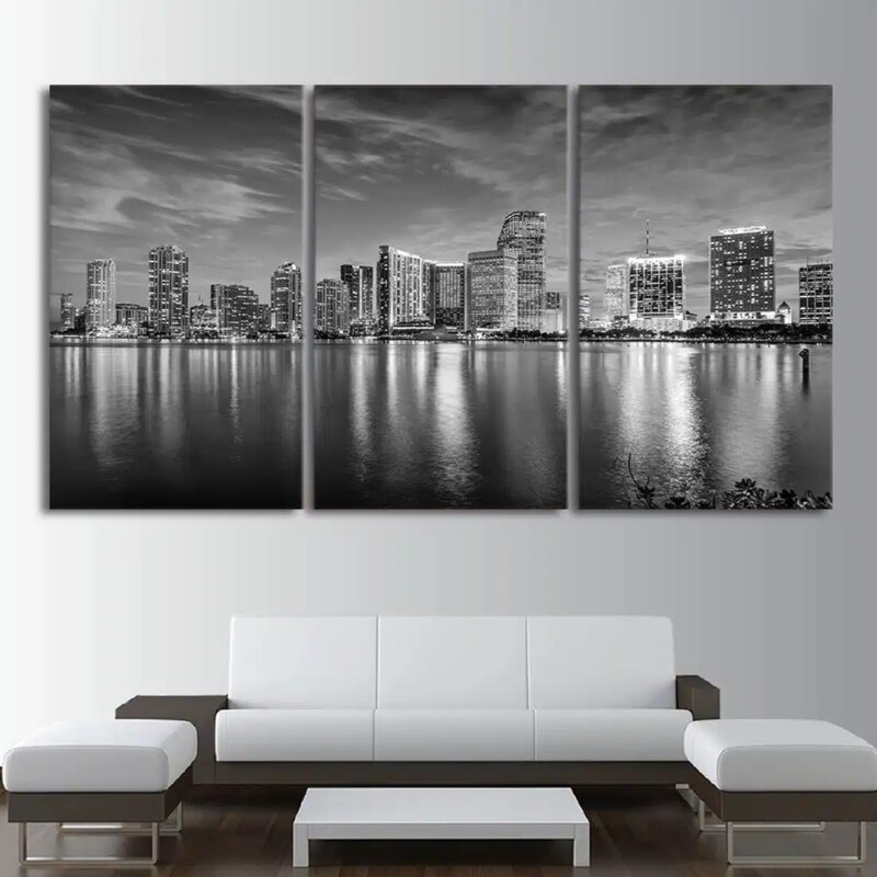 Tableau Miami noir et blanc