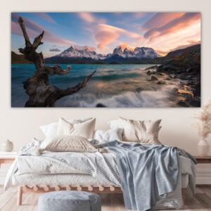 Tableau Montagne entourée par la rivière Tableau Montagne Tableau Nature