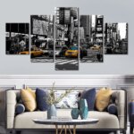 Tableau New York en noir et blanc et taxis jaune Tableau New York Tableau Ville