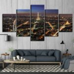 Tableau Paris vue du ciel la nuit