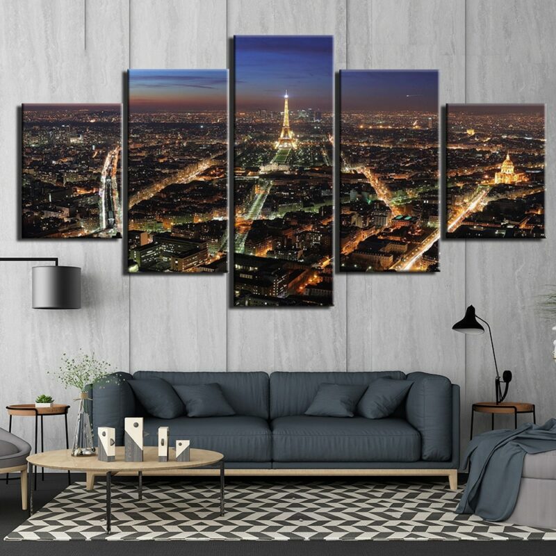 Tableau Paris vue du ciel la nuit