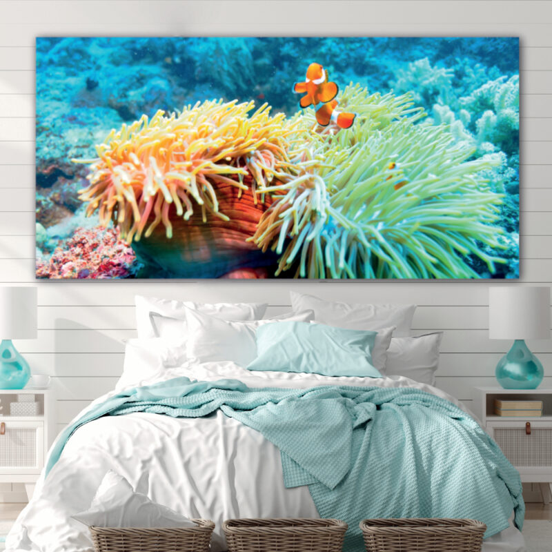 Tableau Poisson de récif dans l’anémone Tableau Animaux Tableau Mer Tableau Nature