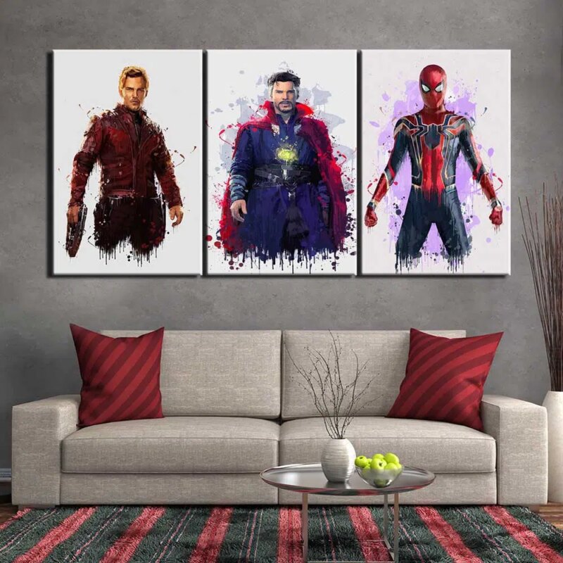 Tableau-Star-Lord-Docteur-Strange-et-SpiderMan Tableau Star-Lord, Docteur Strange et SpiderMan