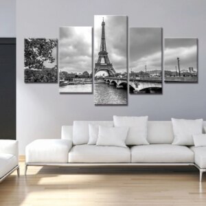 Tableau Tour Eiffel et pont en noir et blanc Tableau Paris Tableau Ville format: Horizontal