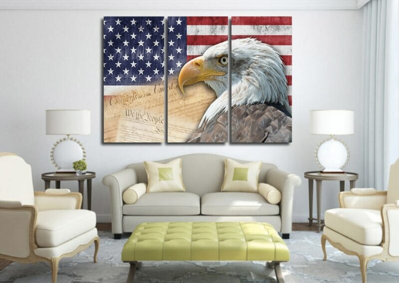 Tableau aigle et drapeau Américain