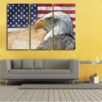 Tableau aigle et drapeau Américain