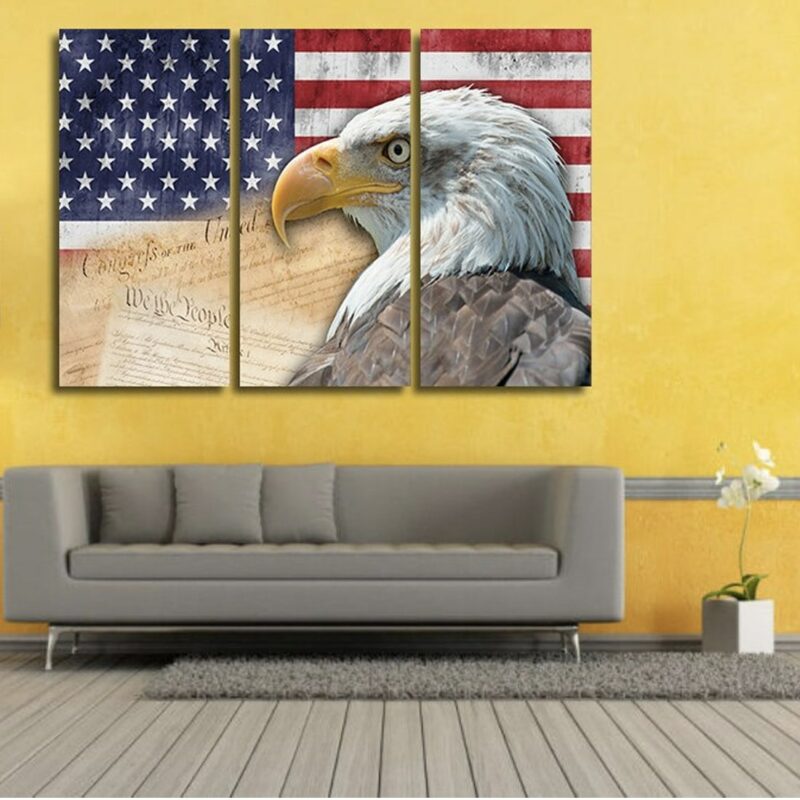 Tableau aigle et drapeau Américain