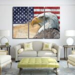 Tableau aigle et drapeau Américain