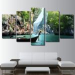 Tableau barque dans un canyon