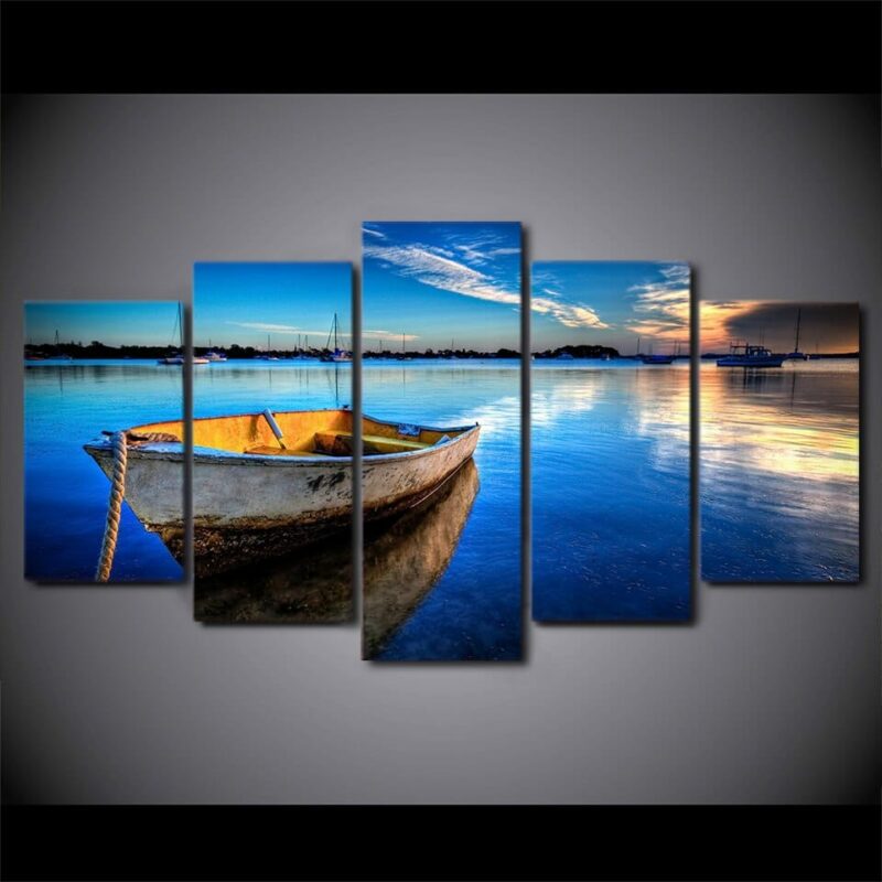 Tableau barque sur un lac