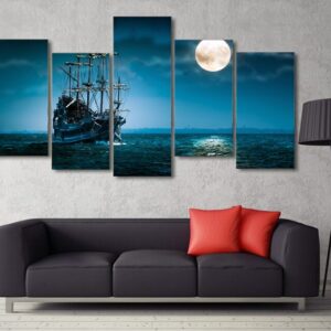 Tableau bateau pirate pleine lune