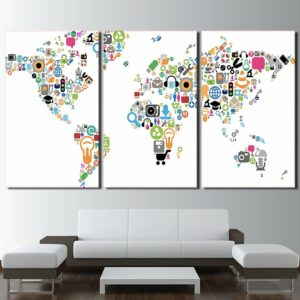 Tableau carte du monde logos