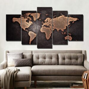 Tableau carte du monde noir et rouge