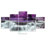 Tableau cascade et paysage violet