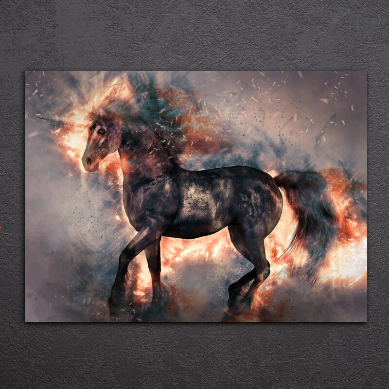 Tableau cheval licorne