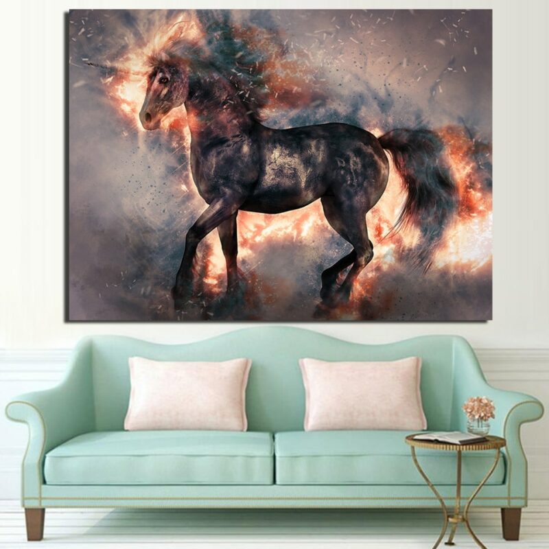Tableau cheval licorne
