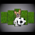 Tableau chien avec un ballon de foot