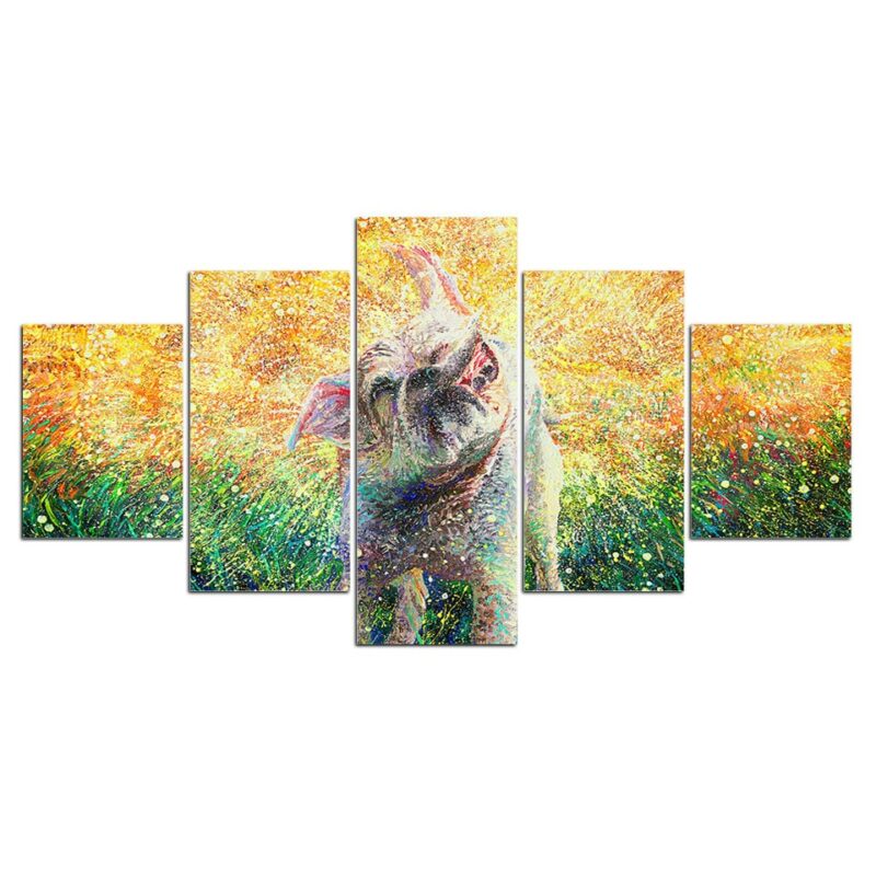 Tableau chien éclaboussure multicolore