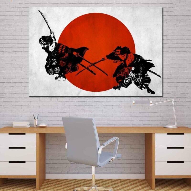Tableau combat de samouraï Tableau Japonais Tableau Monde