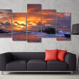 Tableau couché de soleil sur l’océan Tableau Mer Tableau Nature format: Horizontal