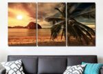 Tableau coucher de soleil et cocotier