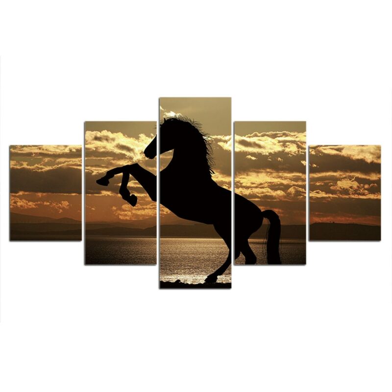 Tableau étalon et coucher de soleil Tableau Cheval Tableau Animaux