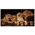 Tableau famille de lions