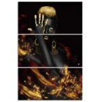 Tableau femme noir et or
